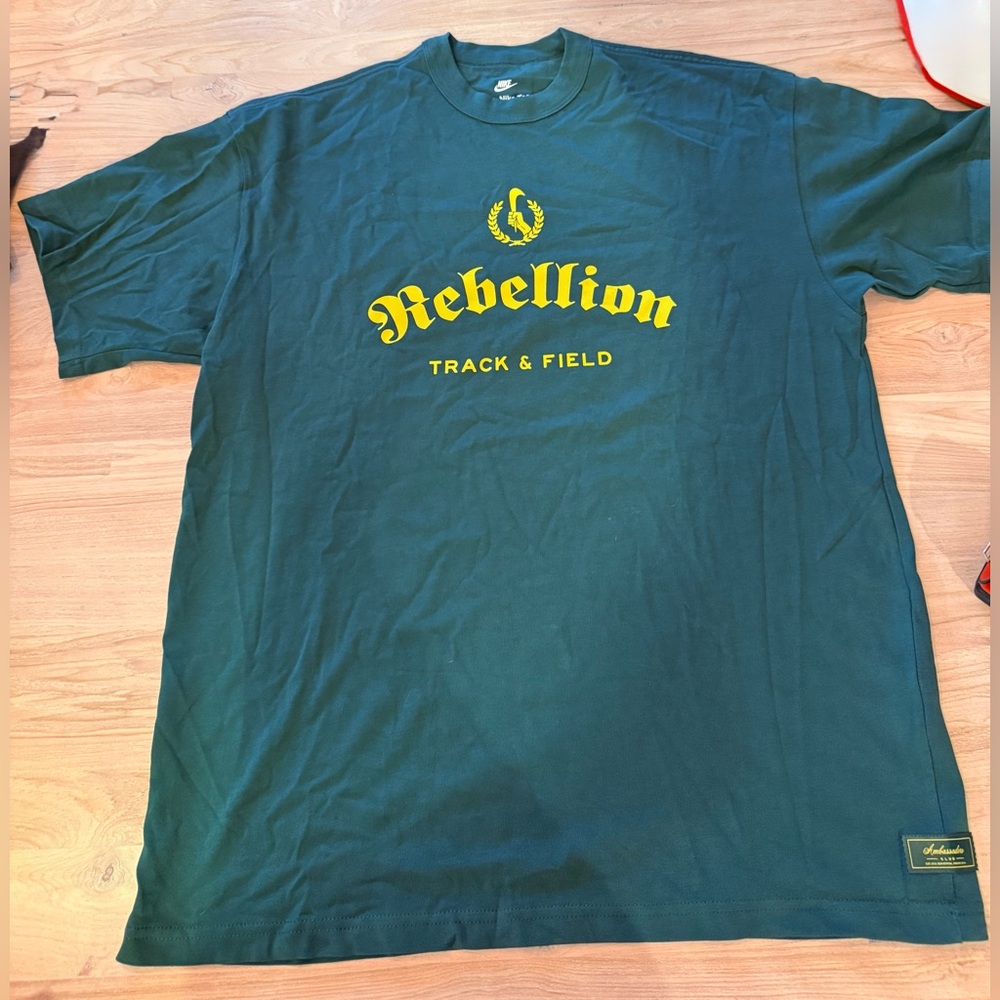 Nike Rebellion Green and Yellow Track & Field Tee